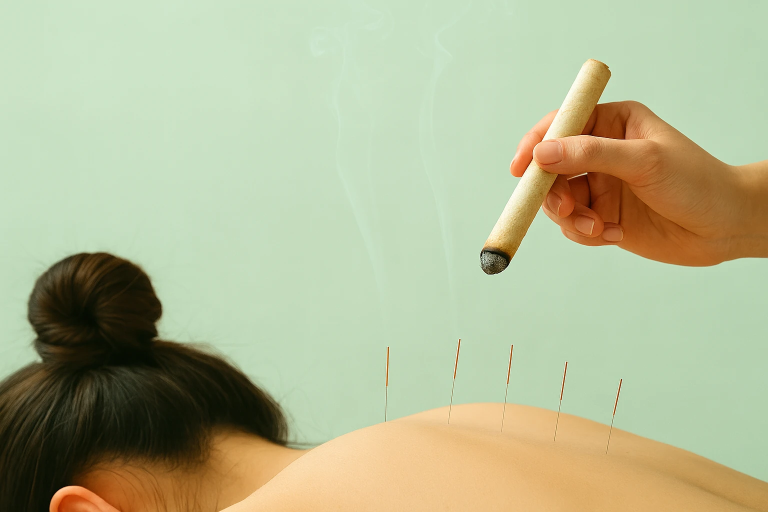 Moxibustion Genève léger: Femme faisant du Moxa